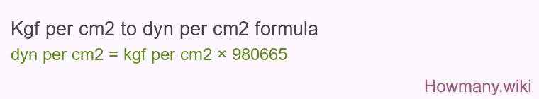 Kgf per cm2 to dyn per cm2 formula