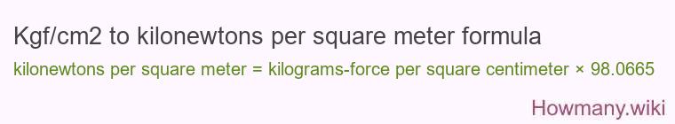 Kgf/cm2 to kilonewtons per square meter formula