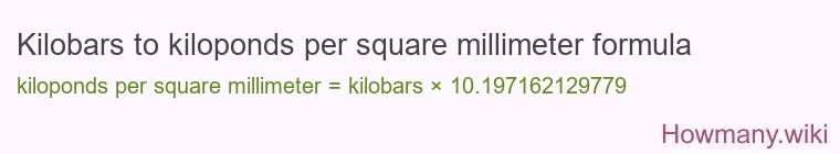 Kilobars to kiloponds per square millimeter formula