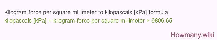 Kilogram-force per square millimeter to kilopascals [kPa] formula