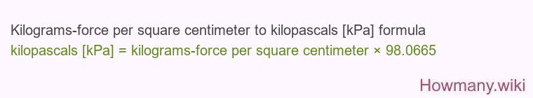 Kilograms-force per square centimeter to kilopascals [kPa] formula