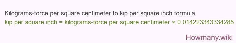 Kilograms-force per square centimeter to kip per square inch formula