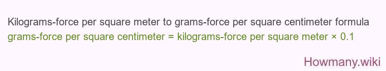 Kilograms-force per square meter to grams-force per square centimeter formula