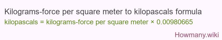 Kilograms-force per square meter to kilopascals formula