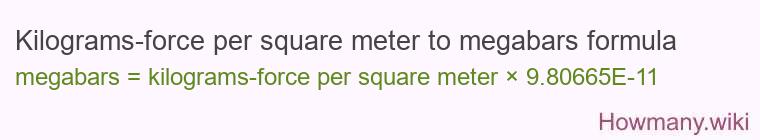 Kilograms-force per square meter to megabars formula