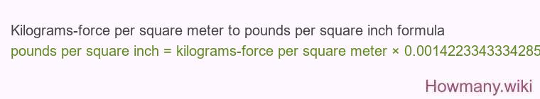 Kilograms-force per square meter to pounds per square inch formula