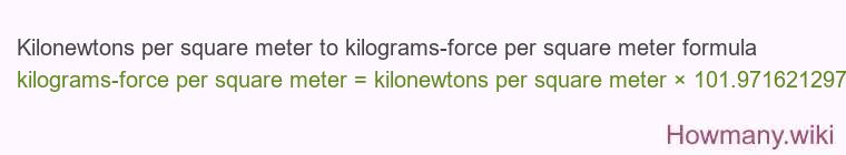 Kilonewtons per square meter to kilograms-force per square meter formula