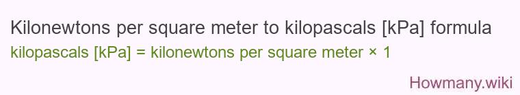 Kilonewtons per square meter to kilopascals [kPa] formula
