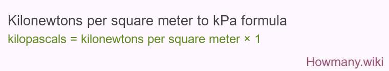 Kilonewtons per square meter to kPa formula