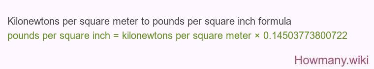 Kilonewtons per square meter to pounds per square inch formula