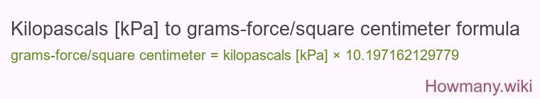 Kilopascals [kPa] to grams-force/square centimeter formula