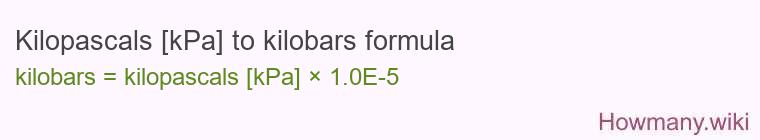 Kilopascals [kPa] to kilobars formula
