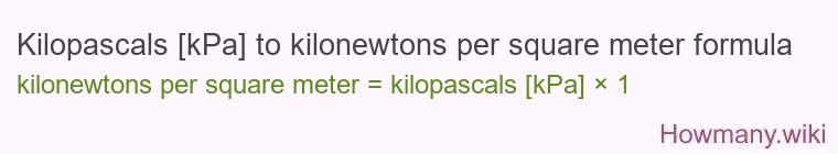 Kilopascals [kPa] to kilonewtons per square meter formula