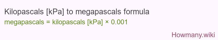 Kilopascals [kPa] to megapascals formula