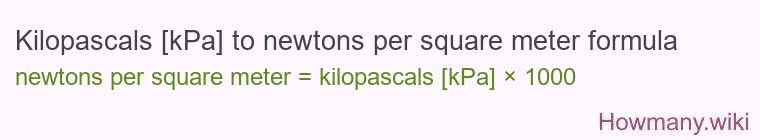 Kilopascals [kPa] to newtons per square meter formula