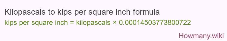 Kilopascals to kips per square inch formula