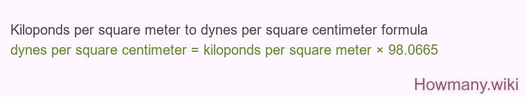 Kiloponds per square meter to dynes per square centimeter formula