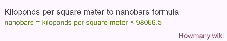 Kiloponds per square meter to nanobars formula