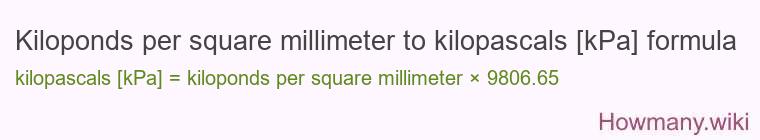 Kiloponds per square millimeter to kilopascals [kPa] formula
