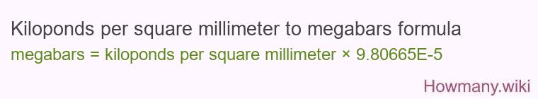Kiloponds per square millimeter to megabars formula