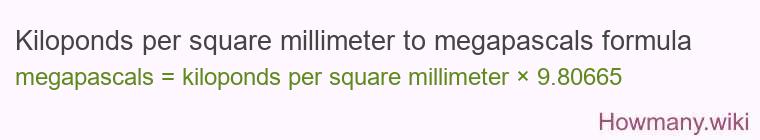 Kiloponds per square millimeter to megapascals formula