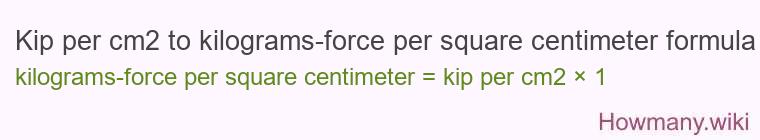 Kip per cm2 to kilograms-force per square centimeter formula