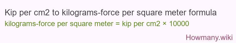Kip per cm2 to kilograms-force per square meter formula