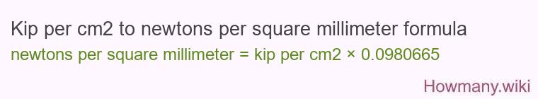 Kip per cm2 to newtons per square millimeter formula