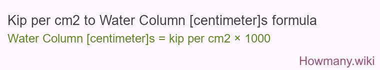 Kip per cm2 to Water Column [centimeter]s formula