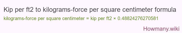 Kip per ft2 to kilograms-force per square centimeter formula