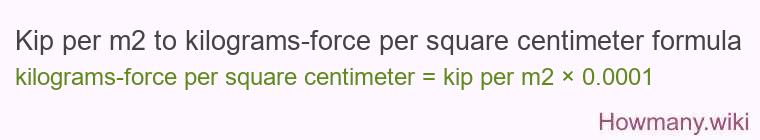 Kip per m2 to kilograms-force per square centimeter formula