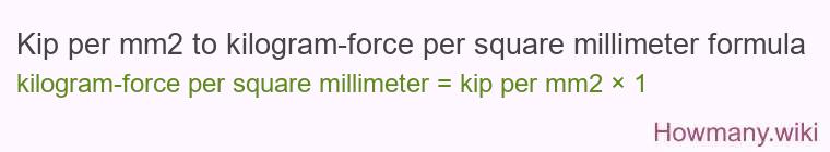 Kip per mm2 to kilogram-force per square millimeter formula