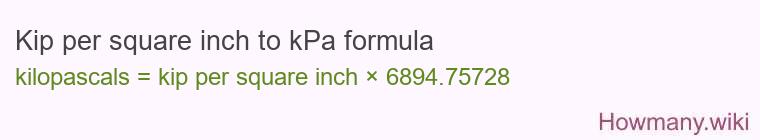 Kip per square inch to kPa formula