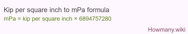 Kip per square inch to MPa formula