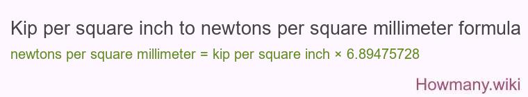 Kip per square inch to newtons per square millimeter formula
