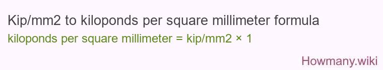 Kip/mm2 to kiloponds per square millimeter formula