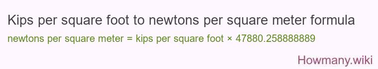 Kips per square foot to newtons per square meter formula