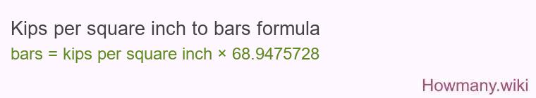 Kips per square inch to bars formula