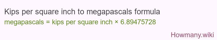 Kips per square inch to megapascals formula