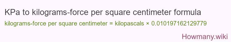 KPa to kilograms-force per square centimeter formula