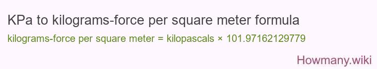 KPa to kilograms-force per square meter formula