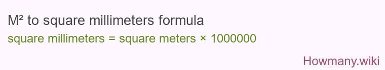 M² to square millimeters formula