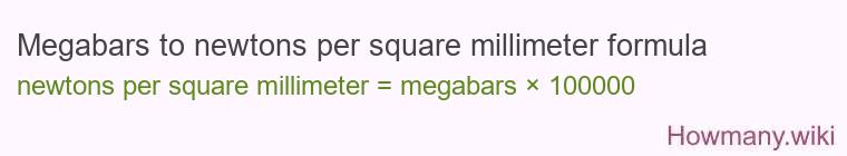 Megabars to newtons per square millimeter formula