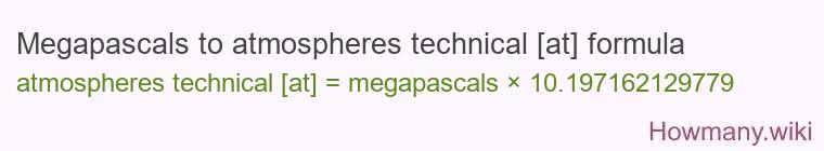 Megapascals to atmospheres technical [at] formula