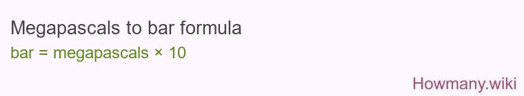 Megapascals to bar formula