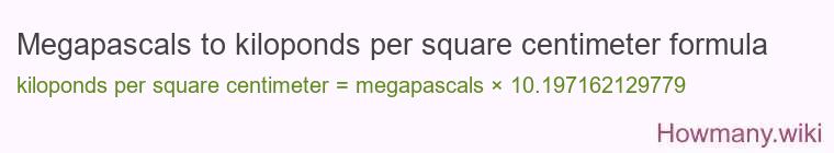 Megapascals to kiloponds per square centimeter formula