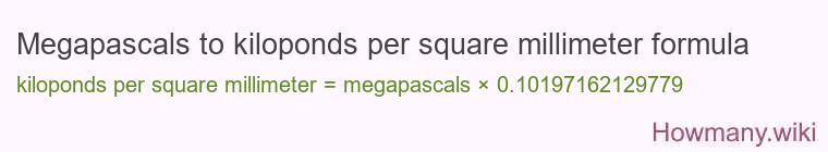 Megapascals to kiloponds per square millimeter formula