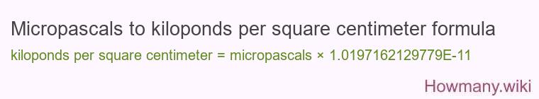 Micropascals to kiloponds per square centimeter formula