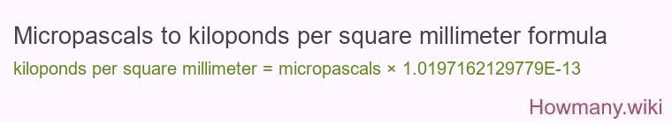 Micropascals to kiloponds per square millimeter formula