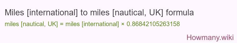 Miles [international] to miles [nautical, UK] formula